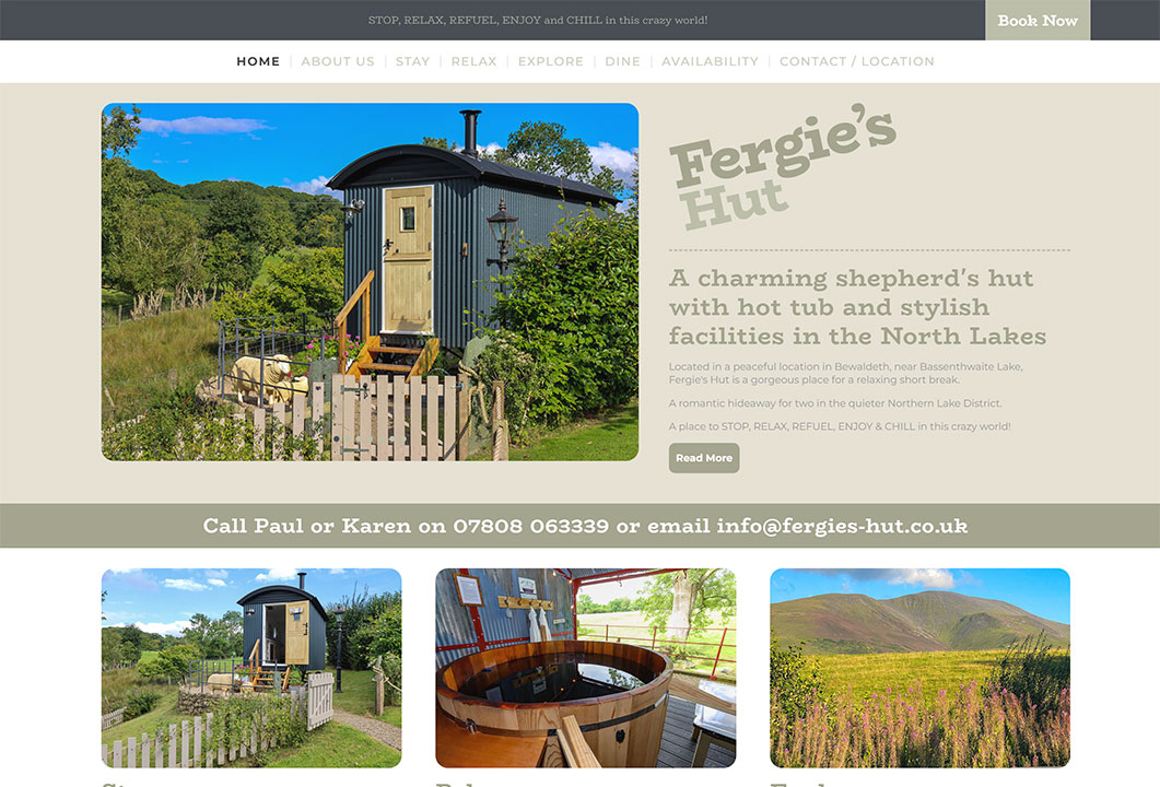 Desktop website: Fergie's Hut