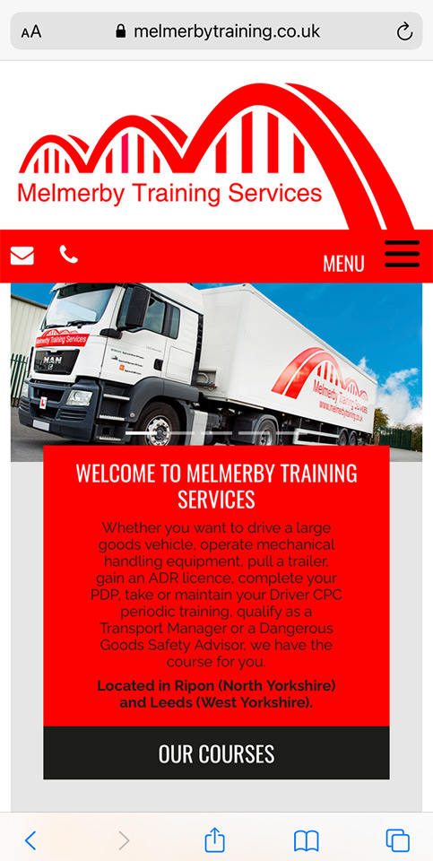 Mobile website: Melmerby Training - Ripon, North Yorkshire