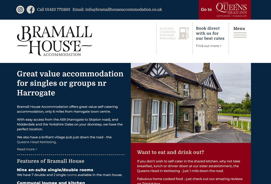 Desktop website: Bramall House Accommodation