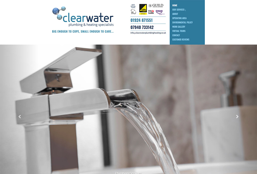 Desktop website: Clearwater Plumbing & Heating