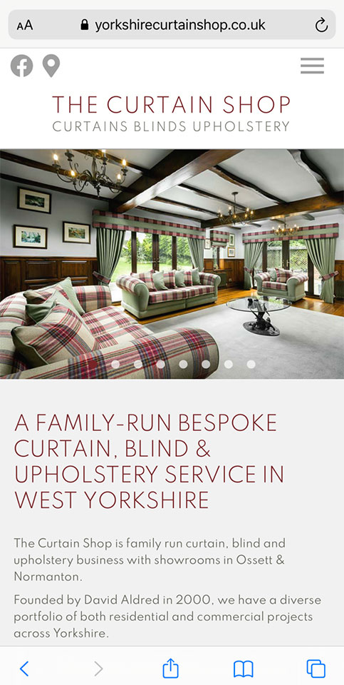 Mobile website: Yorkshire Curtain Shop - Ossett West Yorkshire
