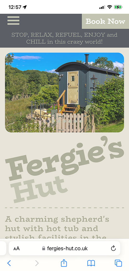 Mobile website: Fergie's Hut