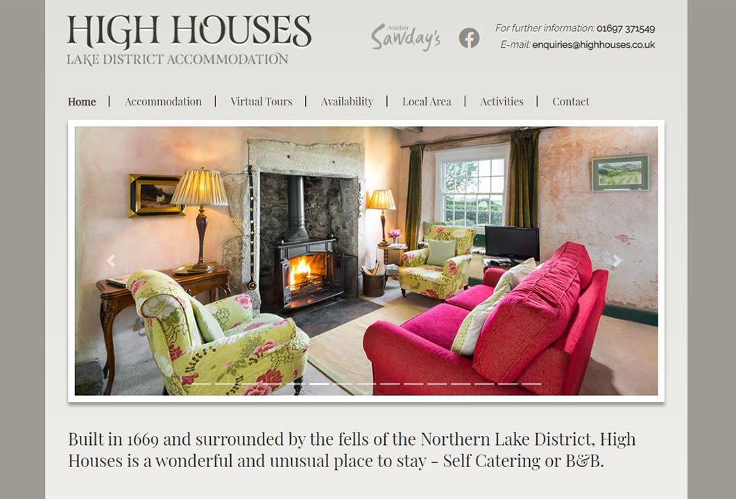 Desktop website: High Houses, Cumbria