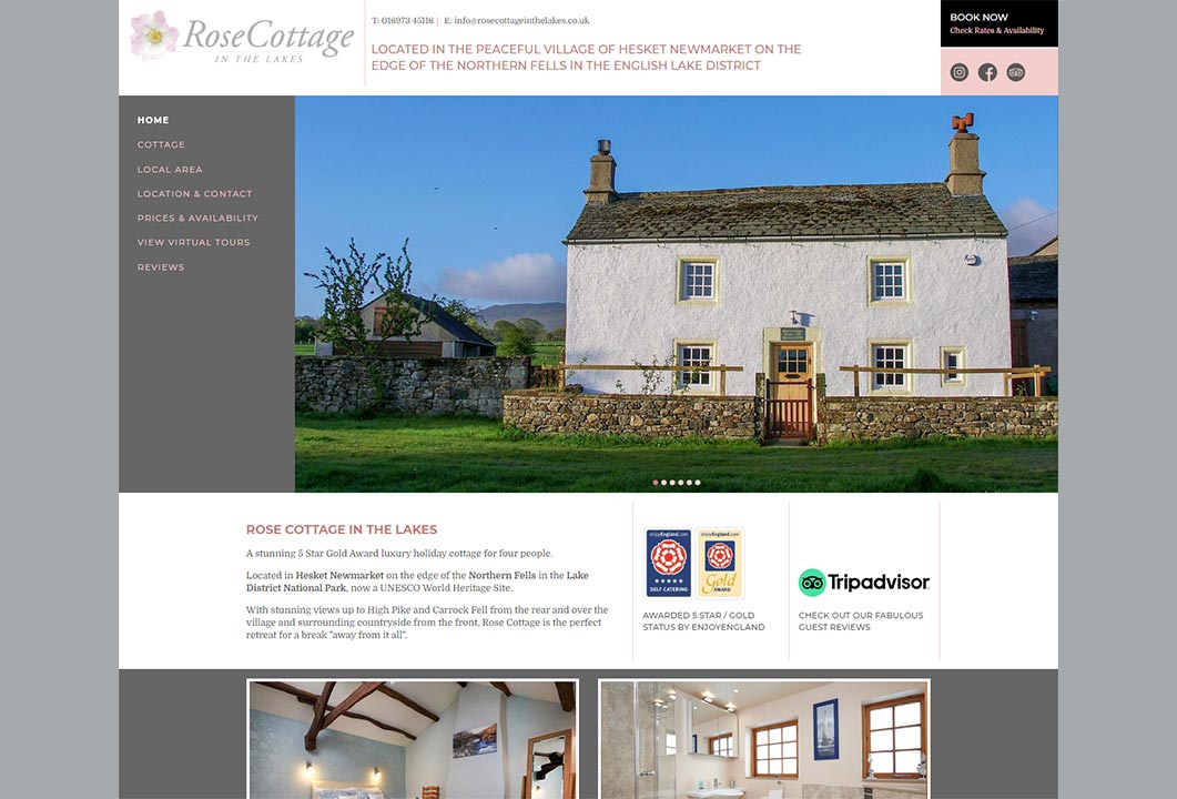 Desktop website: Rose Cottage