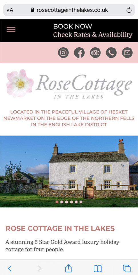 Mobile website: Rose Cottage